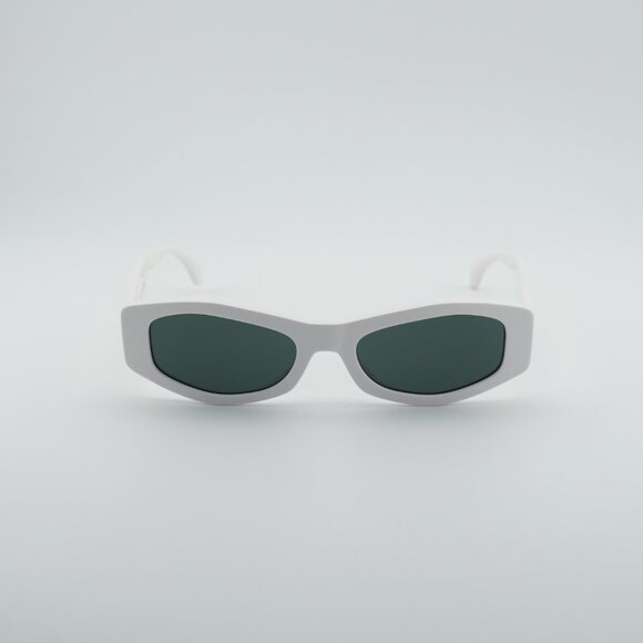 Versace VE4487 314/87 Sunglasses White Rectangle Frame, Grey Lenses